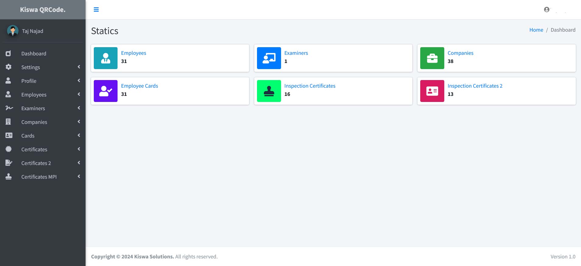 QR Code Software for Employee IDs and Inspection Certificates